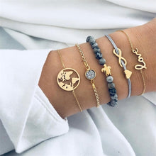 Load image into Gallery viewer, Boho Rose Map Bracelets &amp; Bangles for Women Bohemian Round Beaded Charm Bracelet Set Fashion Multilayer Accessories 2019 Bijoux