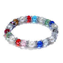 Load image into Gallery viewer, Fashion Shiny mulher Jewelry Colorful Rhinestone Faux Pearl Bangle Bracelets for Women Birthday Gift feminino pulseras